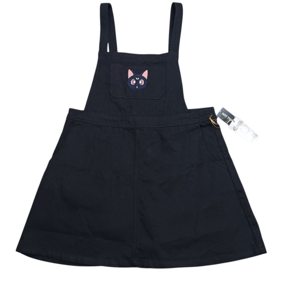 Sailor Moon x Hot Topic NWT New Luna Cat Dress Black Denim Overalls Size 1